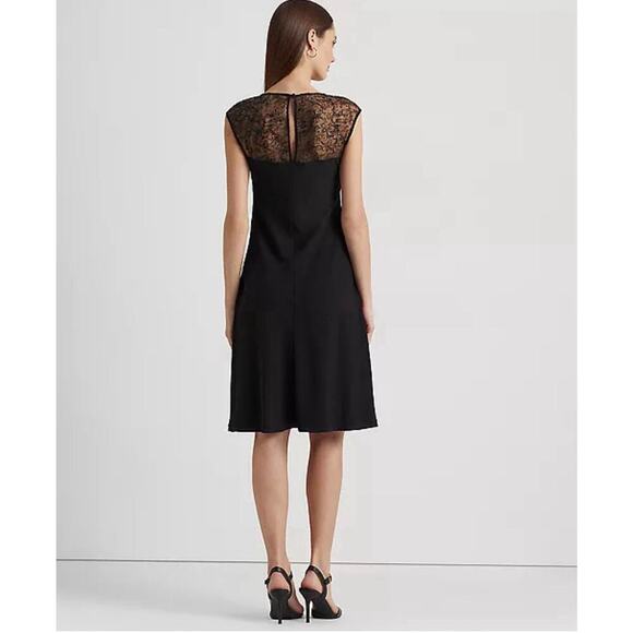 Ralph Lauren Sleeveless Cocktail Dress M 8 10 Embellished Lace Beaded Party Knee - Picture 3 of 7